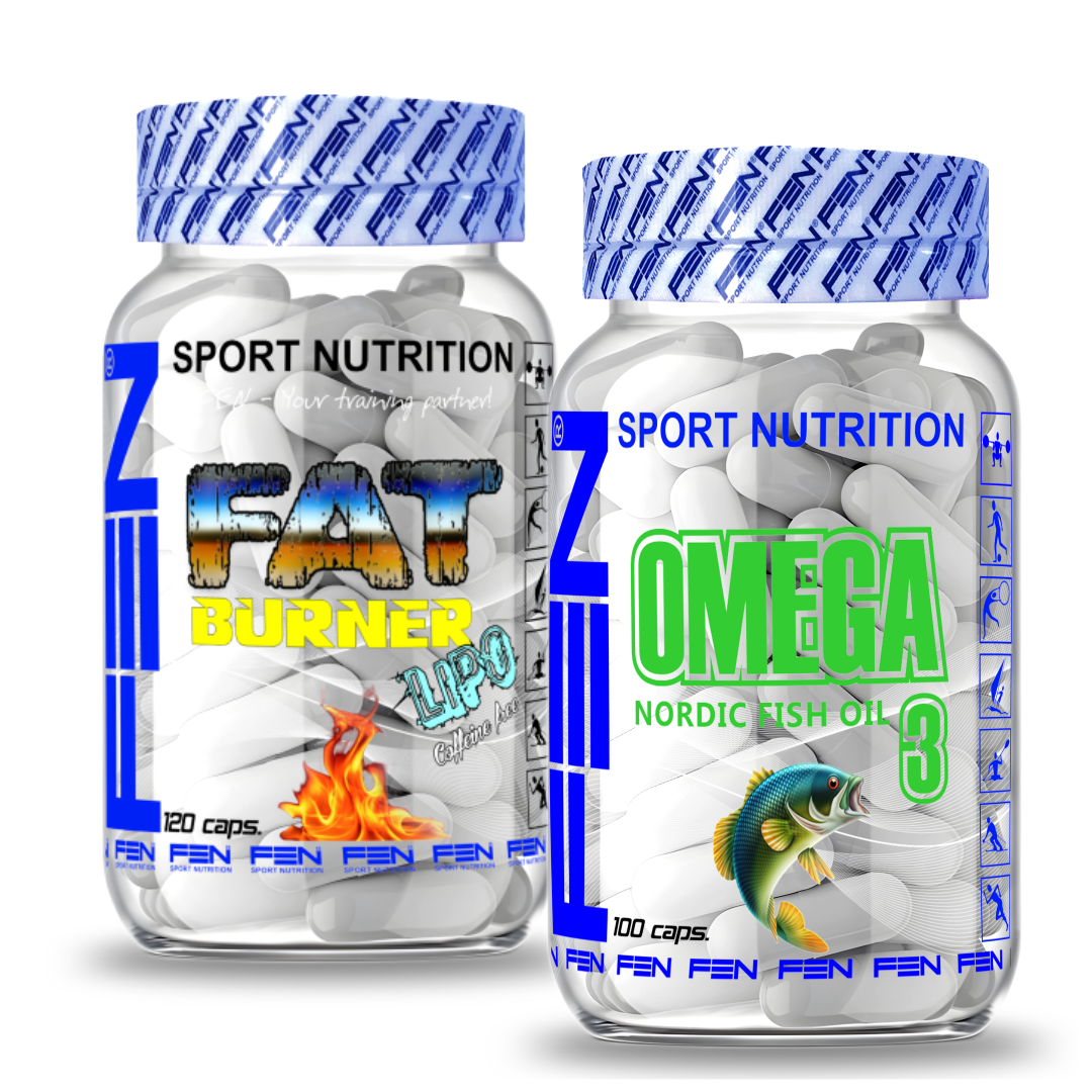 FEN Omega 3 120 kaps. + FEN Lipo Burner 120 kaps (Papildai cholesterolio mažininui) - FEN sport nutrition