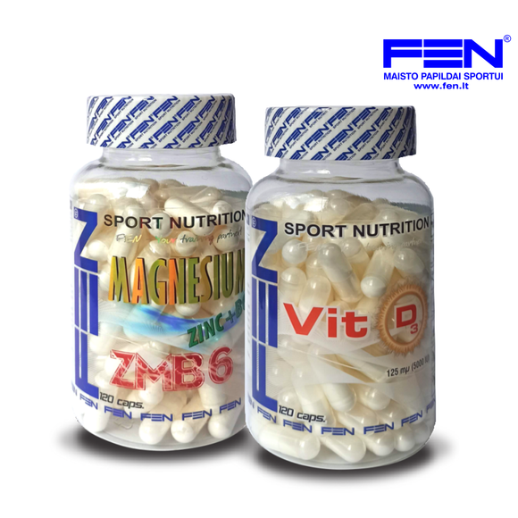 Vitaminų ir mineralų rinkinys FEN ZMB6 + FEN Vit D, 2 VNT - FEN papildai sportui